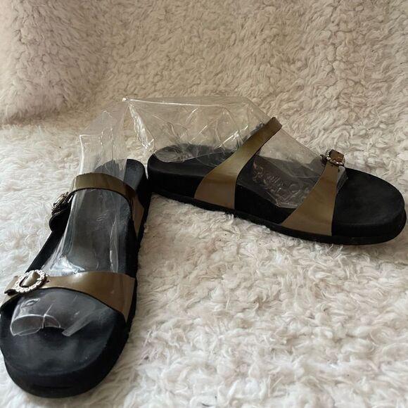 Mephisto patent Brown straps slip on sandals with rhinestones side buckl… - Picture 2 of 9